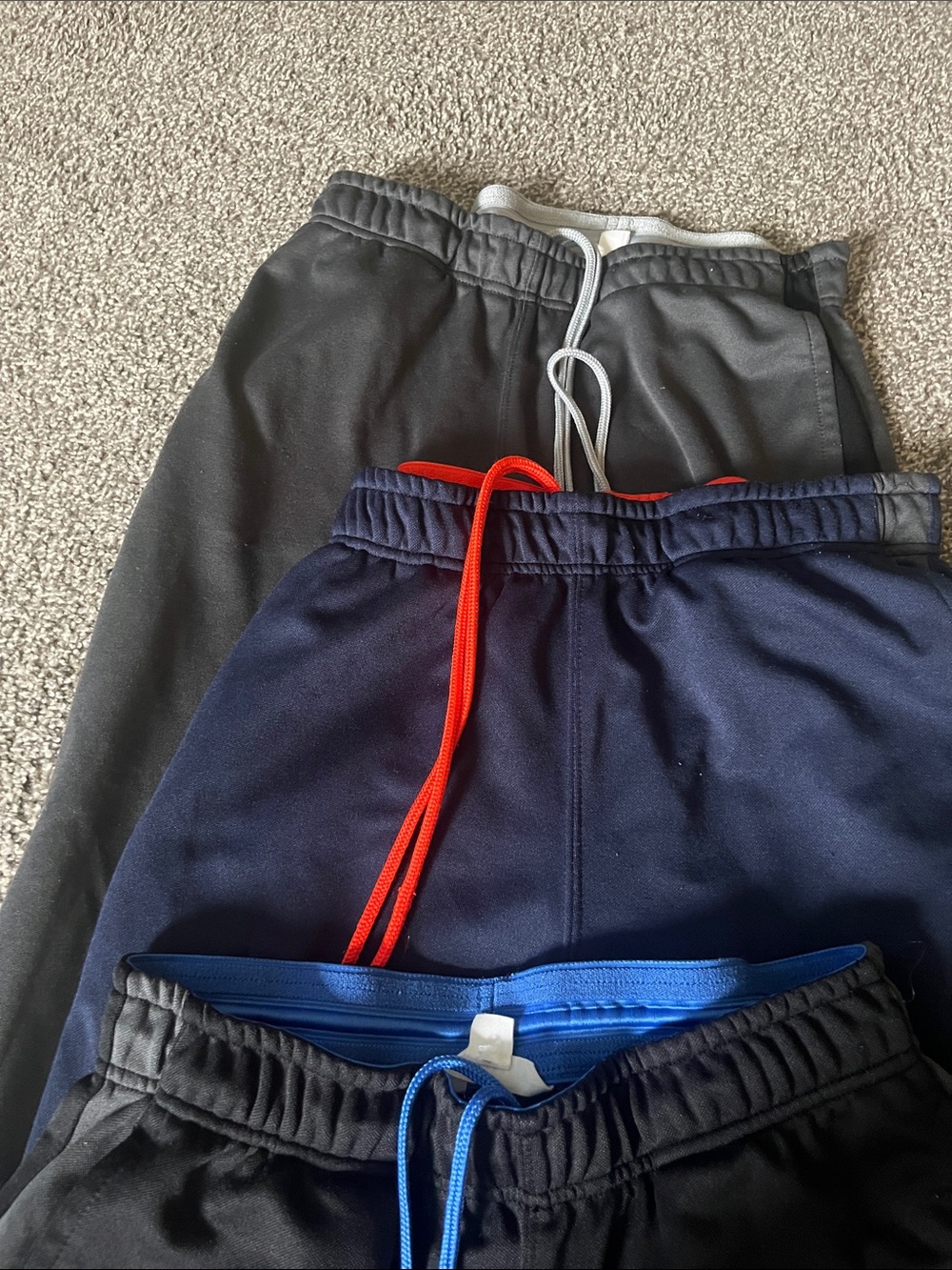 3-Pack Athletic Joggers with Contrast Drawstrings - Black & Navy & Gray - Picture 2 of 6